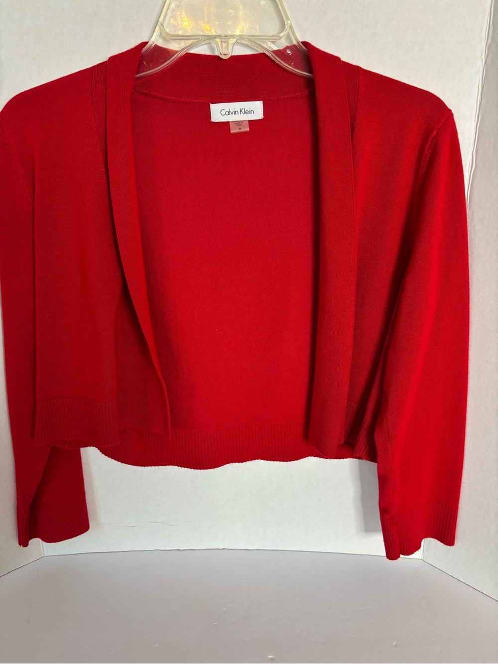 Calvin Klein Women's Bright Red Cropped Cardigan